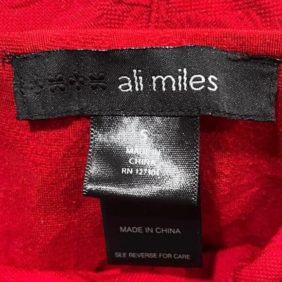 Ali Miles Tunic Top Textured Cowl Neck Long Sleeves Pullover Red Size Small - Picture 4 of 4